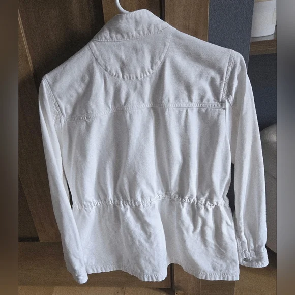 J.Crew white Utility jacket Cinch Drawstring PM Coastal Preppy Spring Summer EUC - Picture 2 of 15